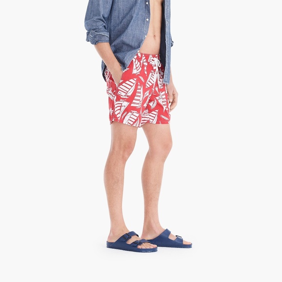 J. CREW Always Swim Trunks Sailing Red Print NEW - Picture 8 of 8
